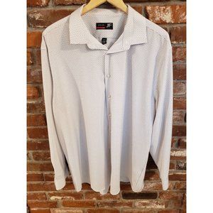 J. Ferrar Mens Stretch Slim Fit Button Down Shirt Size 2XL White Black T…